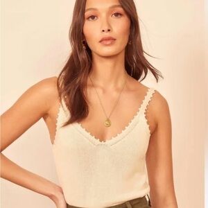 Reformation Cream Camisole with Delicate Trim
